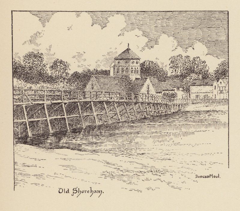 Sussex: Old Shoreham (litografi) af Duncan Moul