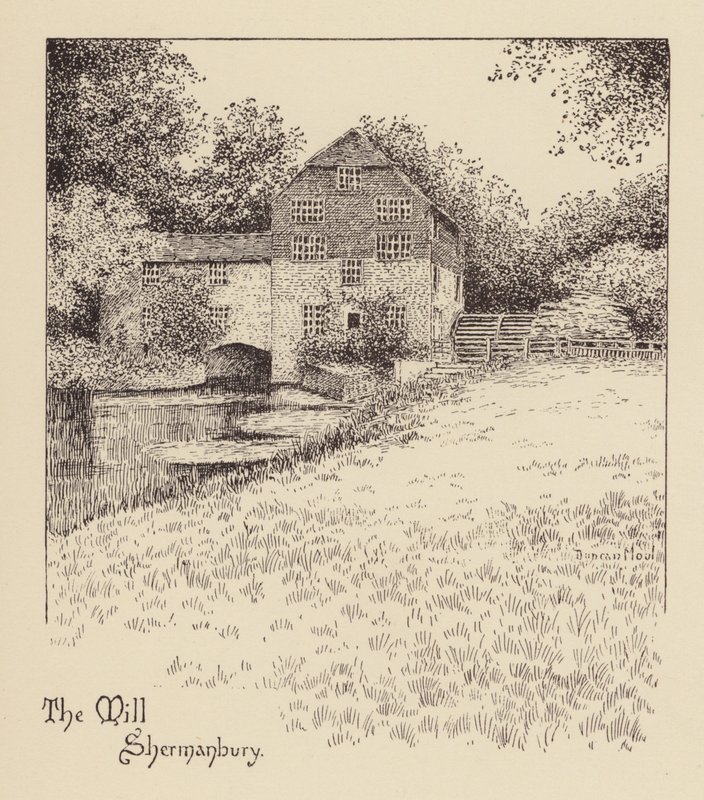 Sussex: The Mill, Shermanbury (litografi) af Duncan Moul
