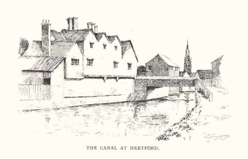 Kanalen ved Hertford (litografi) af Duncan Moul