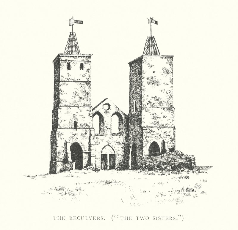 The Reculvers, "De to søstre" (litografi) af Duncan Moul