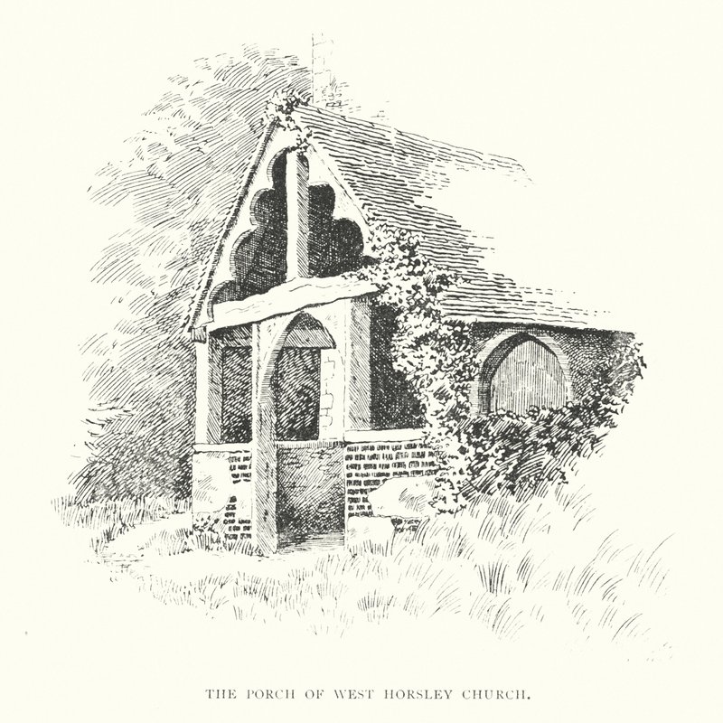 Våbenhuset i West Horsley Church (litografi) af Duncan Moul