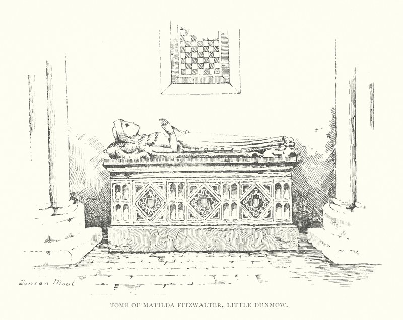 Matilda Fitzwalters grav, Little Dunmow (litografi) af Duncan Moul
