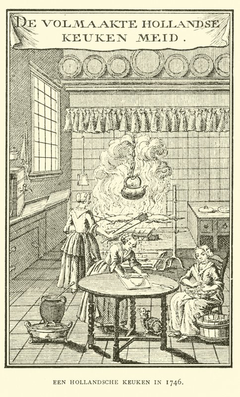 A Dutch kitchen in 1746  af Dutch School