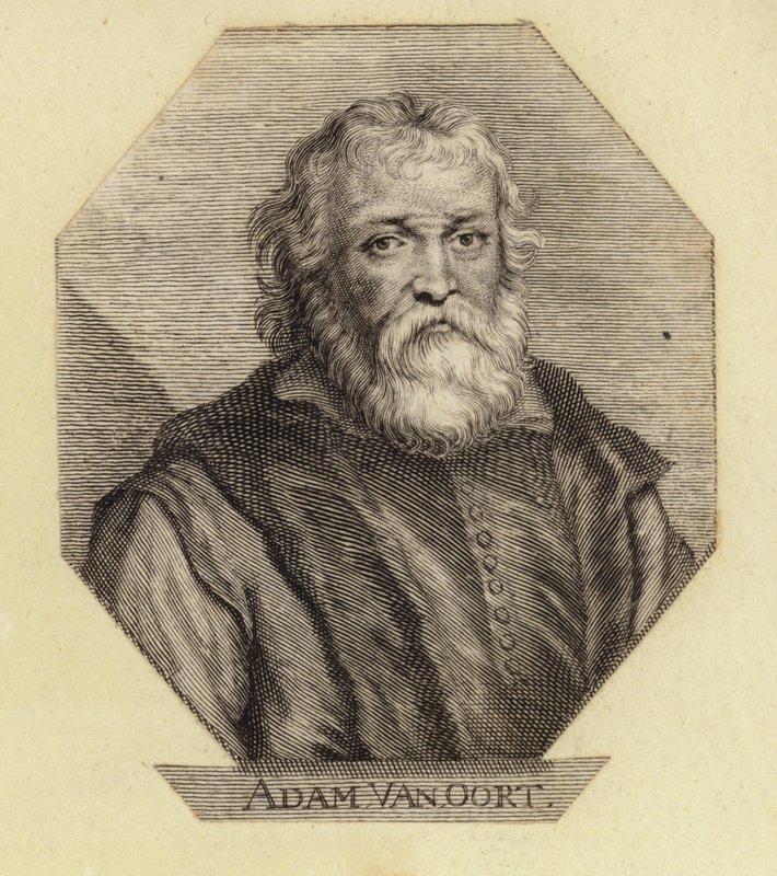 Adam Van Oort, født som Adam van Noort, en belgisk kunstner. Graveret af Johann Georg Waldreich af Dutch School
