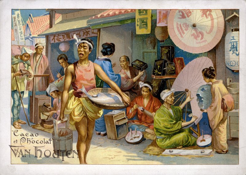 asiatisk markedsscene af Dutch School