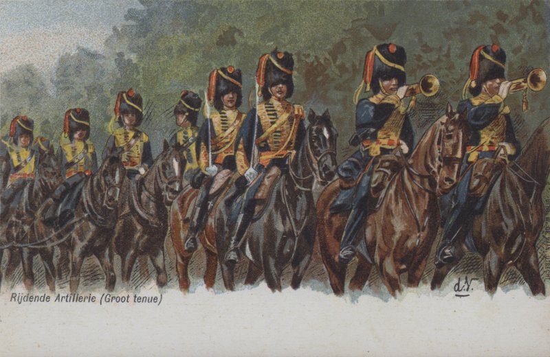 Hollandsk hærhesteartilleri (farve litho) af Dutch School