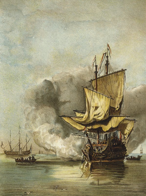 Dutch warship of the mid 17th Century  af Dutch School
