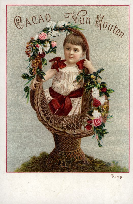 Pige med blomsterbuket, reklamechokolade af Dutch School