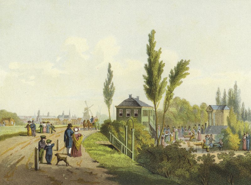 Land en Yzigt, garden outside the Haarlemmer Poort, Amsterdam, 19th Century  af Dutch School
