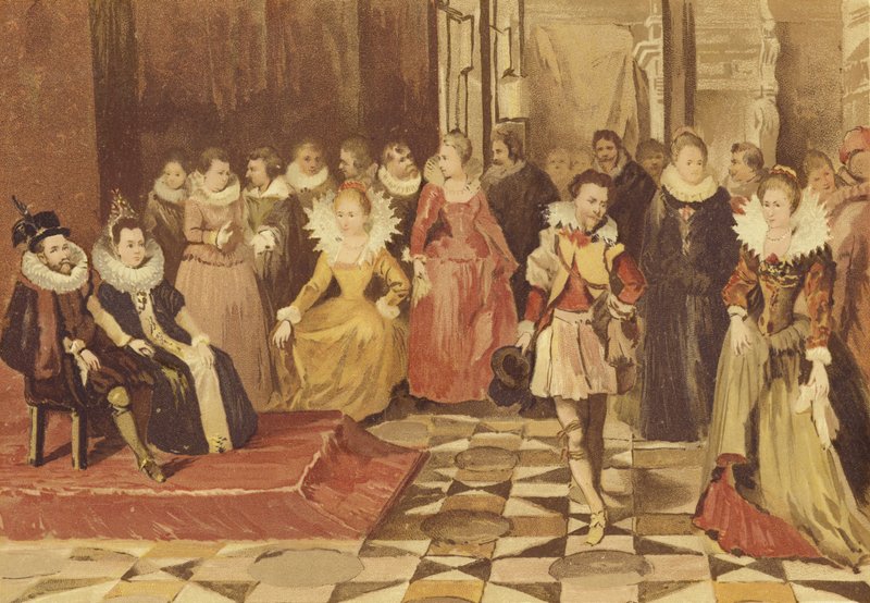 Philip William of Orange and his wife Eleanor of Bourbon-Conde at a ball.  af Dutch School