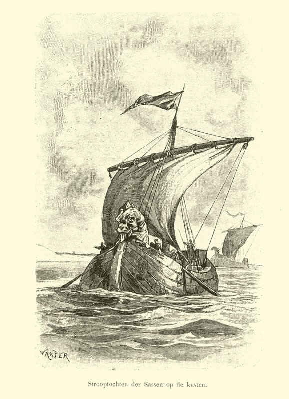 Saxon raids on the coast  af Dutch School