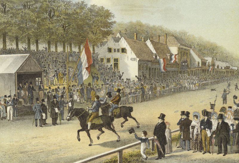 Trotting race for the Golden Whip, Leeuwarden, 24 July, 1830  af Dutch School