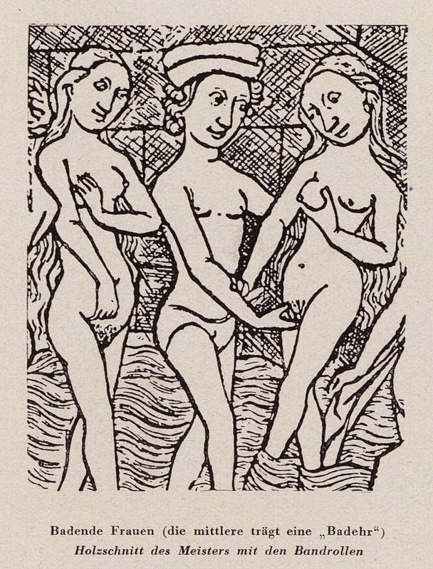 Kvinder bader (træsnit) af Dutch School
