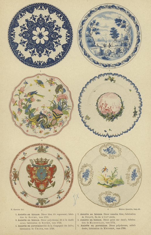 Fajance og porcelænstallerkener, 17. og 18. århundrede af E. Garnier