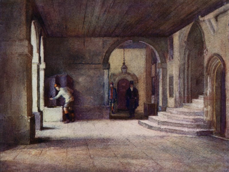Eton: The Cloisters (farve litho) af E. D. Brinton