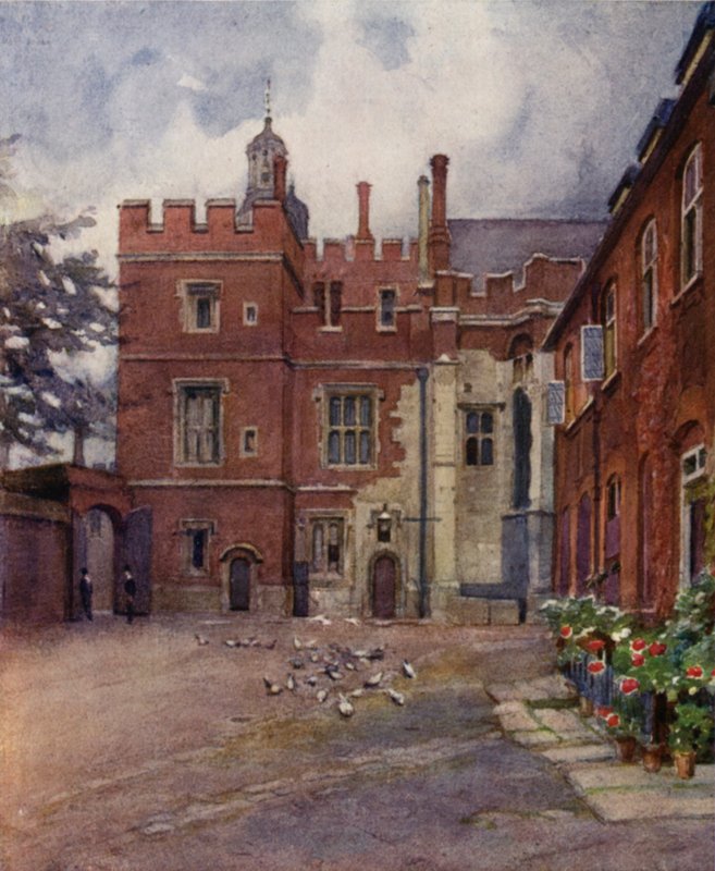 Eton: The Old Brewhouse Yard (farve litho) af E. D. Brinton