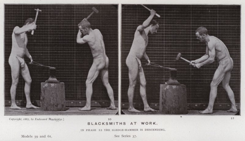 Den menneskelige figur i bevægelse: Smede på arbejde af Eadweard Muybridge