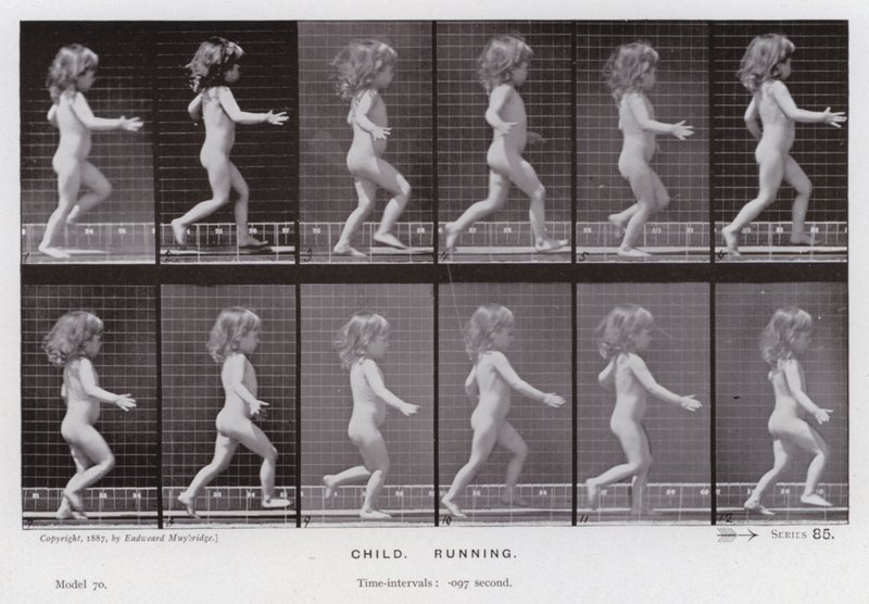 Den menneskelige figur i bevægelse: barn, løb (s/h-billede) af Eadweard Muybridge