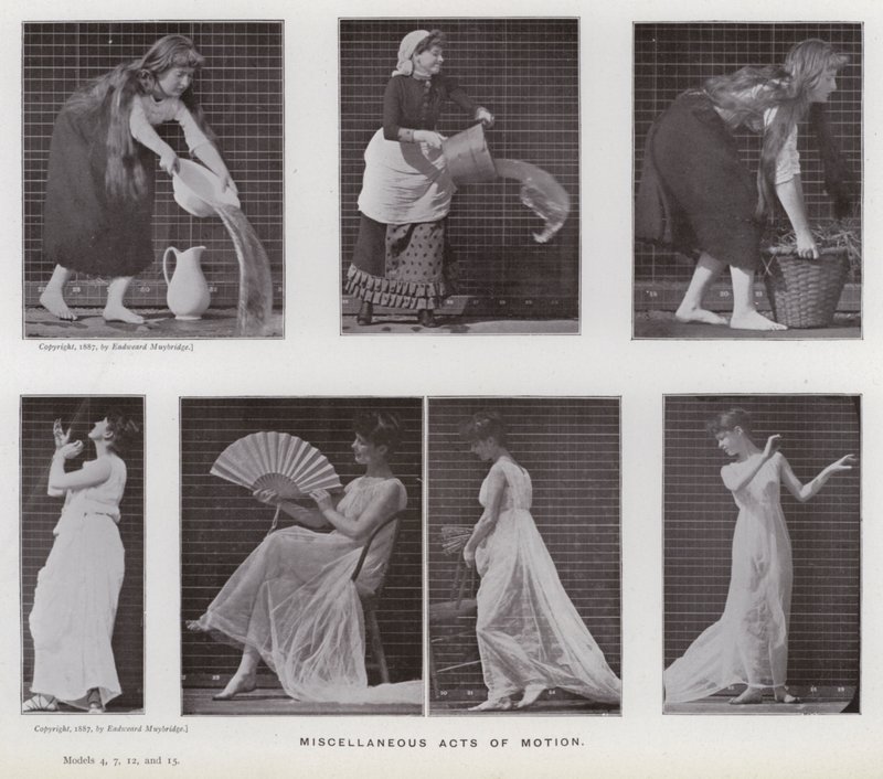 Den menneskelige figur i bevægelse: Diverse bevægelseshandlinger (s/h-billede) af Eadweard Muybridge