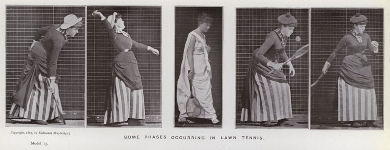 Den menneskelige figur i bevægelse: Nogle faser, der forekommer i plænetennis (s/h-foto) af Eadweard Muybridge