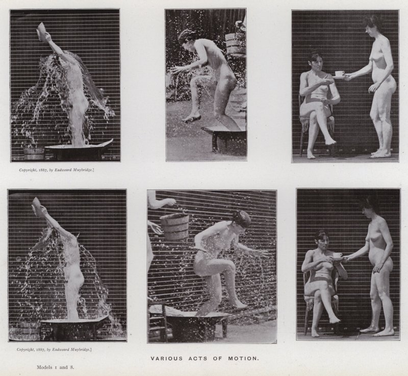 Den menneskelige figur i bevægelse: Forskellige bevægelseshandlinger (s/h foto) af Eadweard Muybridge