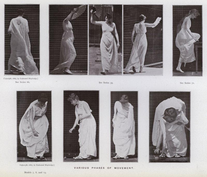 Den menneskelige figur i bevægelse: Forskellige faser af bevægelse (s/h foto) af Eadweard Muybridge