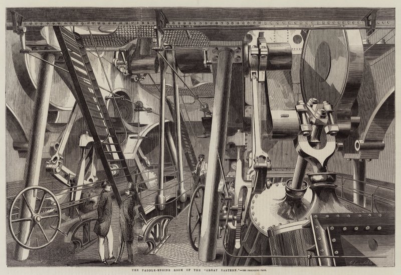 Paddle-Engine Room of the Great Eastern af Ebenezer Landells