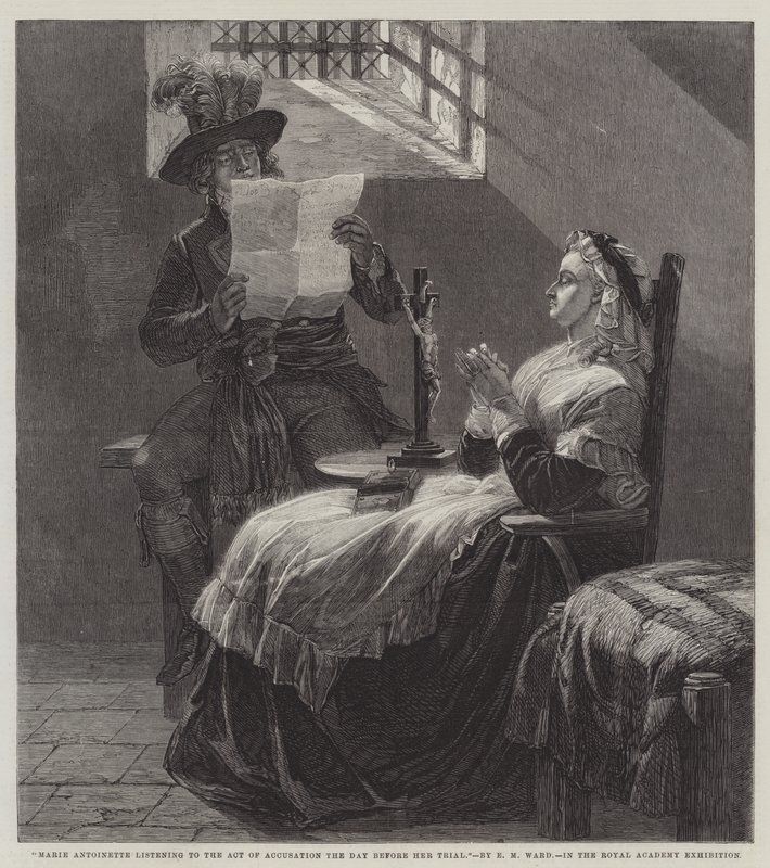 Marie Antoinette lytter til anklageloven dagen før sin retssag af Edgar Melville Ward