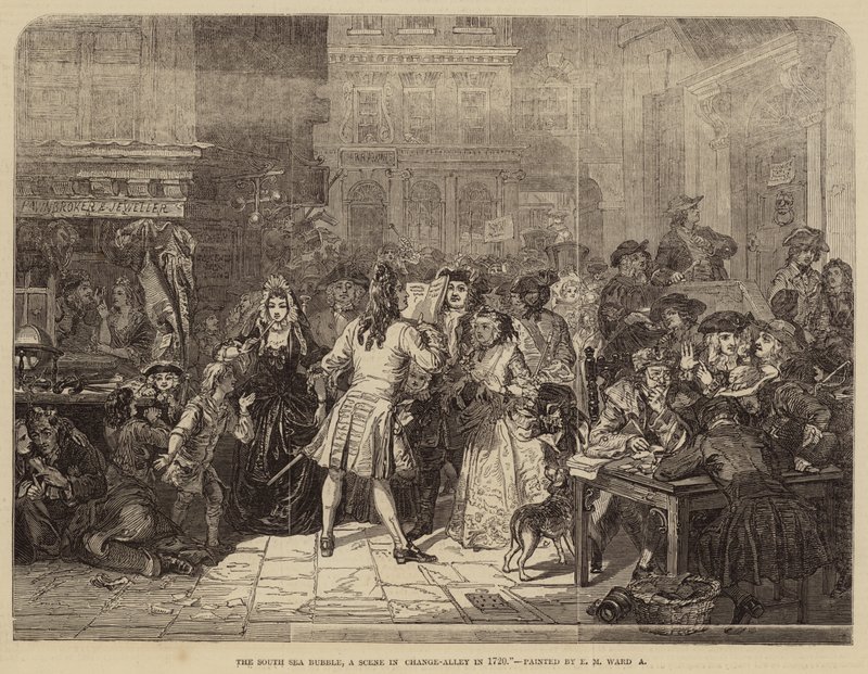 South Sea Bubble, en scene i Change-Ally i 1720 af Edgar Melville Ward
