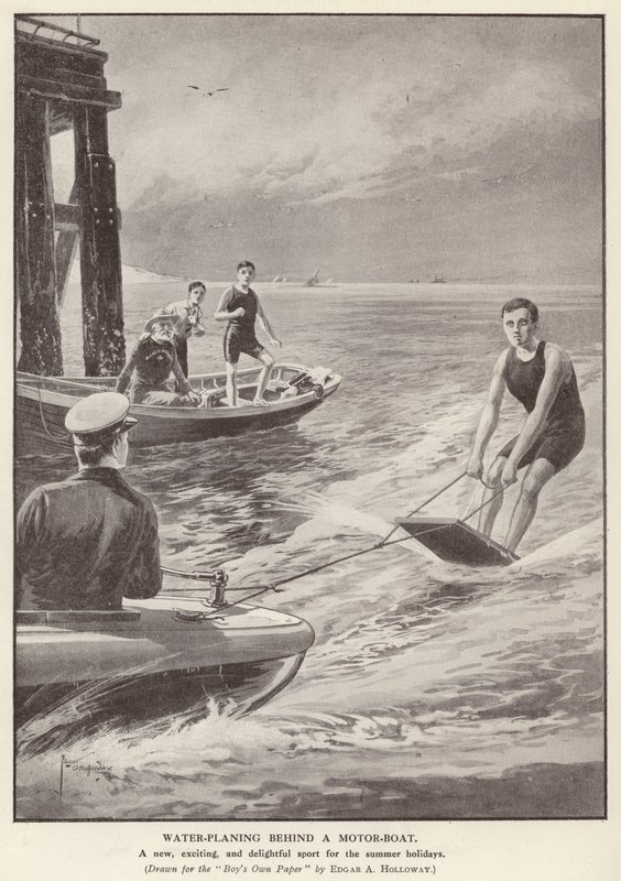 Vandplanlægning bag en motorbåd (Litho) af Edgar Alfred (after) Holloway