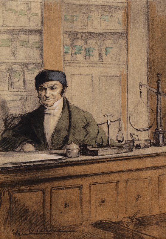 Illustration til Madame Bovary af Gustave Flaubert (farvelitografi) af Edgar Chahine