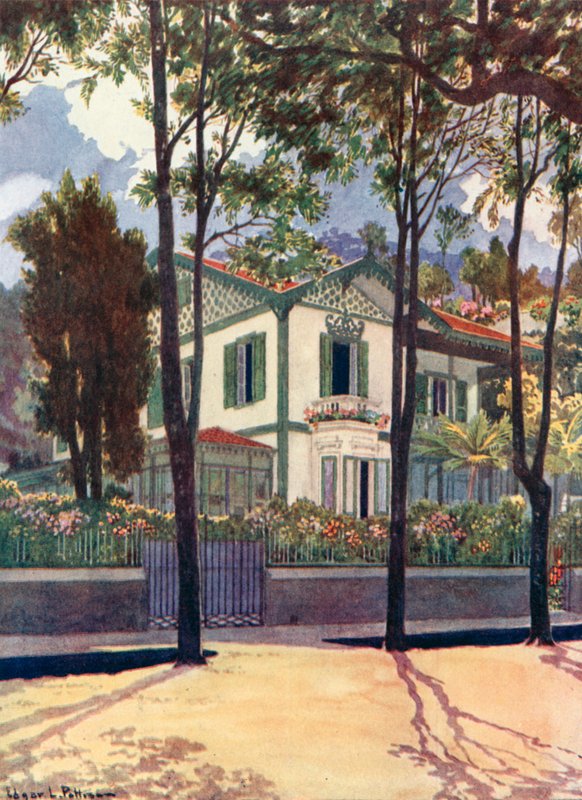 Bopæl for hr. Frank H Walter, Petropolis (farve litho) af Edgar L. Pattison