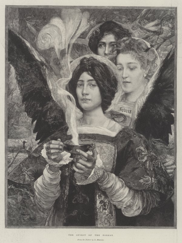 Skovens ånd (kobberstik) af Edgar Maxence