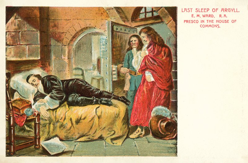 Argylls sidste søvn (farvelitografi) af Edgar Melville (after) Ward