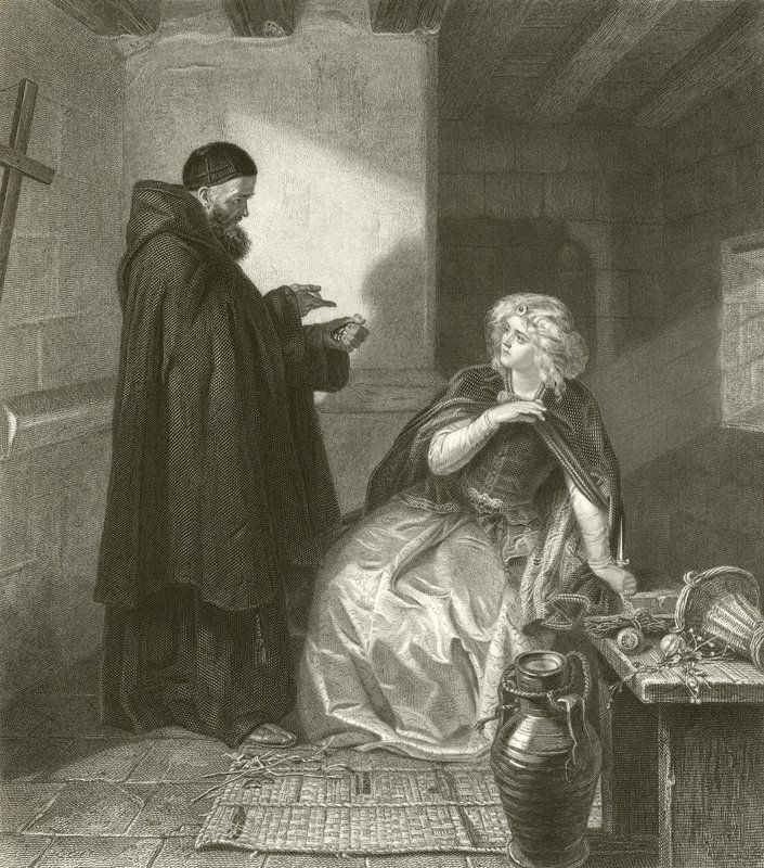 Julie i broder Lawrences celle (gravering) af Edgar Melville Ward