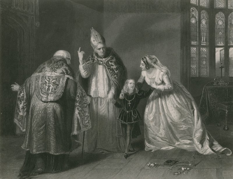 Dronning Elizabeth og hertugen af York, kong Richard III af Edgar Melville Ward