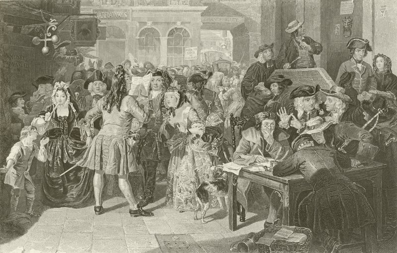 The South Sea Bubble, London af Edgar Melville after Ward