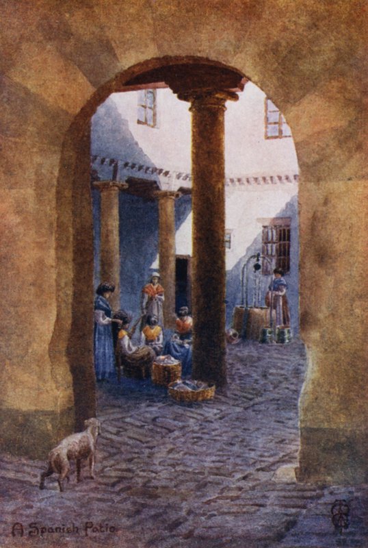 Nordspanien: En spansk terrasse (farve litho) af Edgar T. A. Wigram
