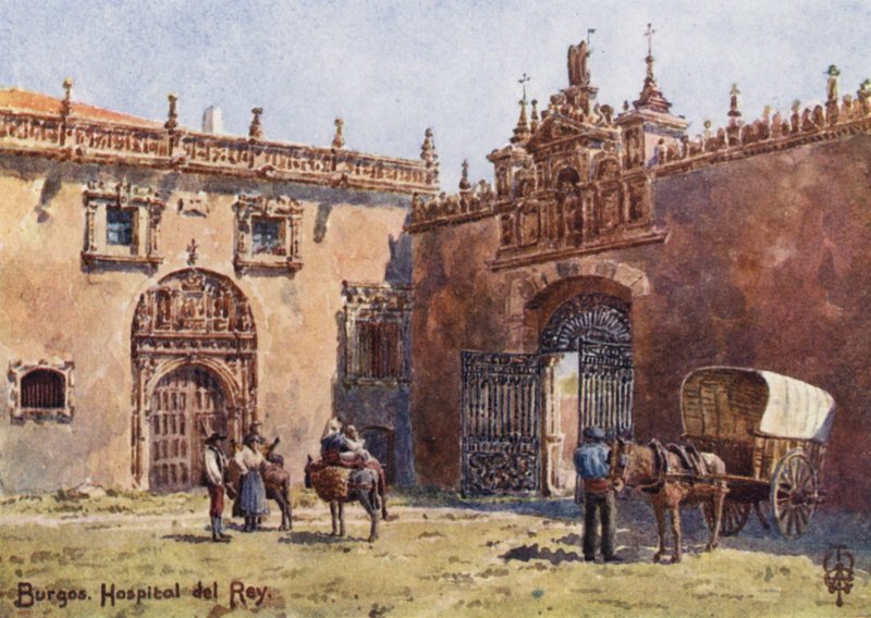 Nordspanien: Burgos, Hospital del Rey (farve litho) af Edgar T. A. Wigram