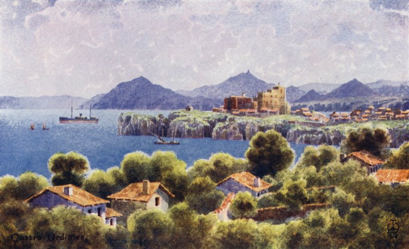 Nordspanien: Castro Urdiales, Bilbaos kystlinje (farvemedlemmer) af Edgar T. A. Wigram