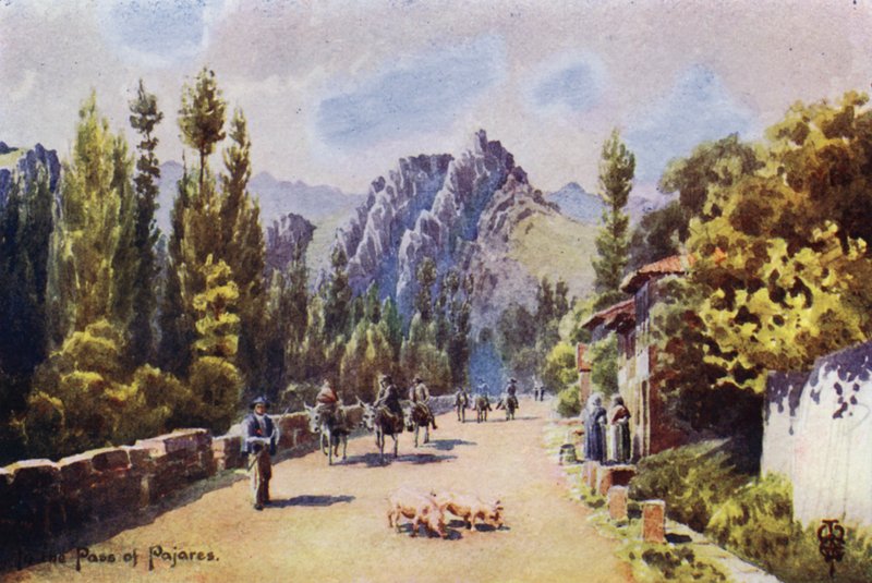 Nordspanien: I Pajares-passet, nær Pola de Gordon (farve litho) af Edgar T. A. Wigram