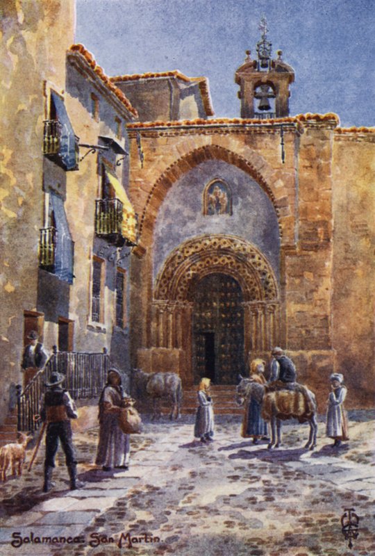 Nordspanien: Salamanca, San Martin-kirken (farve litho) af Edgar T. A. Wigram