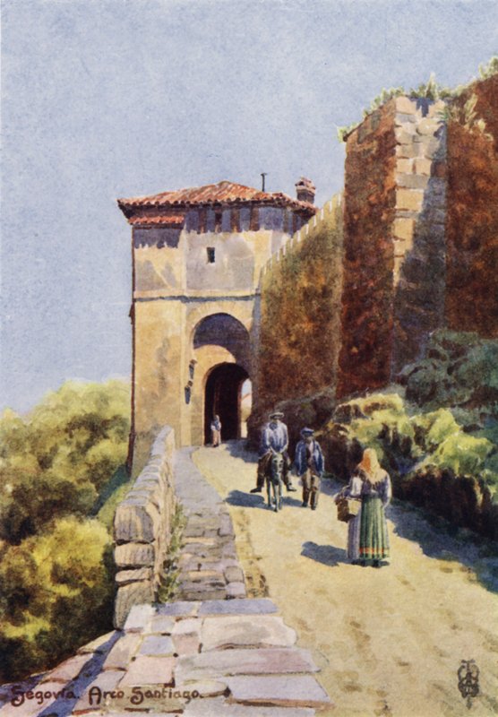 Nordspanien: Segovia, Arco Santiago (farve litho) af Edgar T. A. Wigram