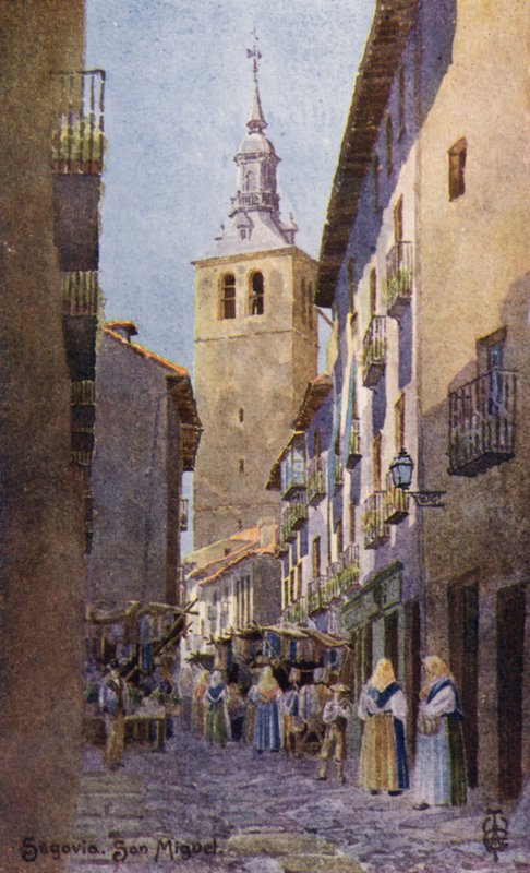Nordspanien: Segovia, San Miguel kirke (farve litho) af Edgar T. A. Wigram