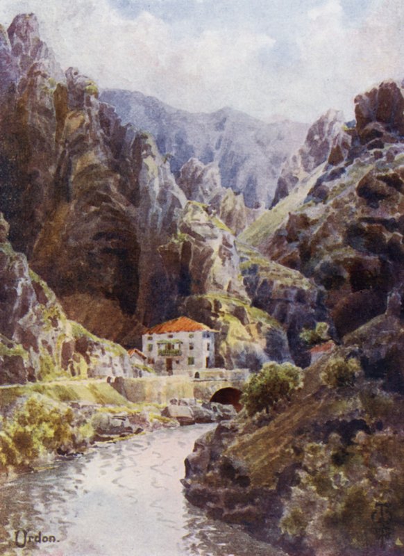 Nordspanien: Deva Gorge, Urdon (farve litho) af Edgar T. A. Wigram