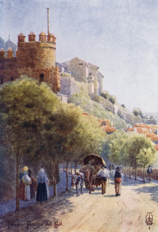 Nordspanien: Toledo, Puerta del Sol (farve litho) af Edgar T. A. Wigram