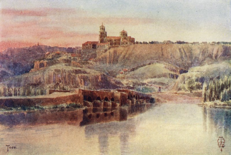 Nordspanien: Toro, Fra bredden af Duero (farve litho) af Edgar T. A. Wigram