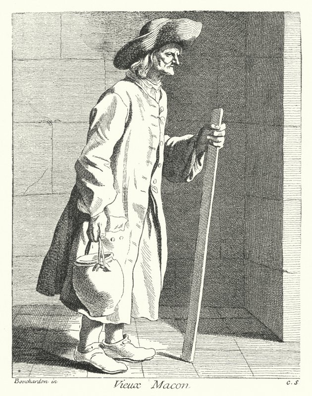 Gammel murer (gravering) af Edmé (after) Bouchardon