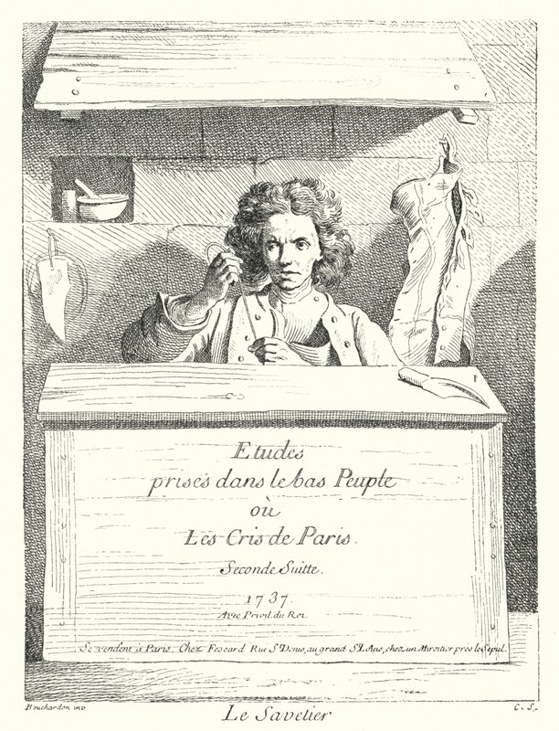 The Cobbler (gravering) af Edmé (after) Bouchardon