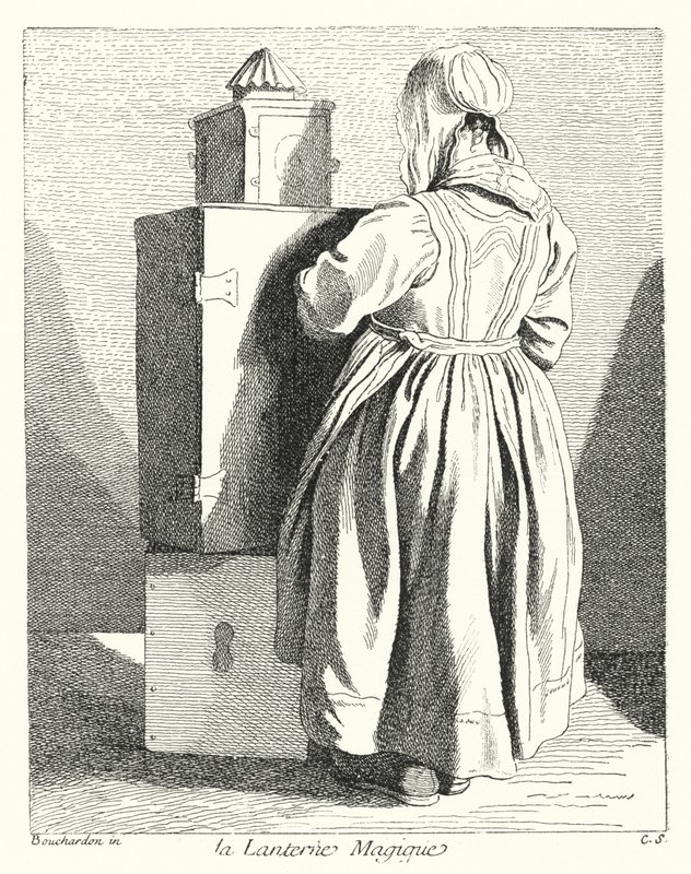 Den magiske lanterne (gravering) af Edmé (after) Bouchardon